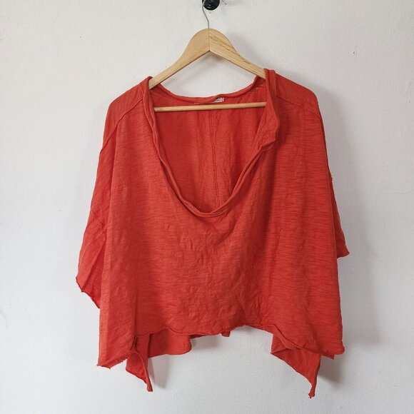 Womens We The Free Orange Flowy Large Shirt - Picture 1 of 7